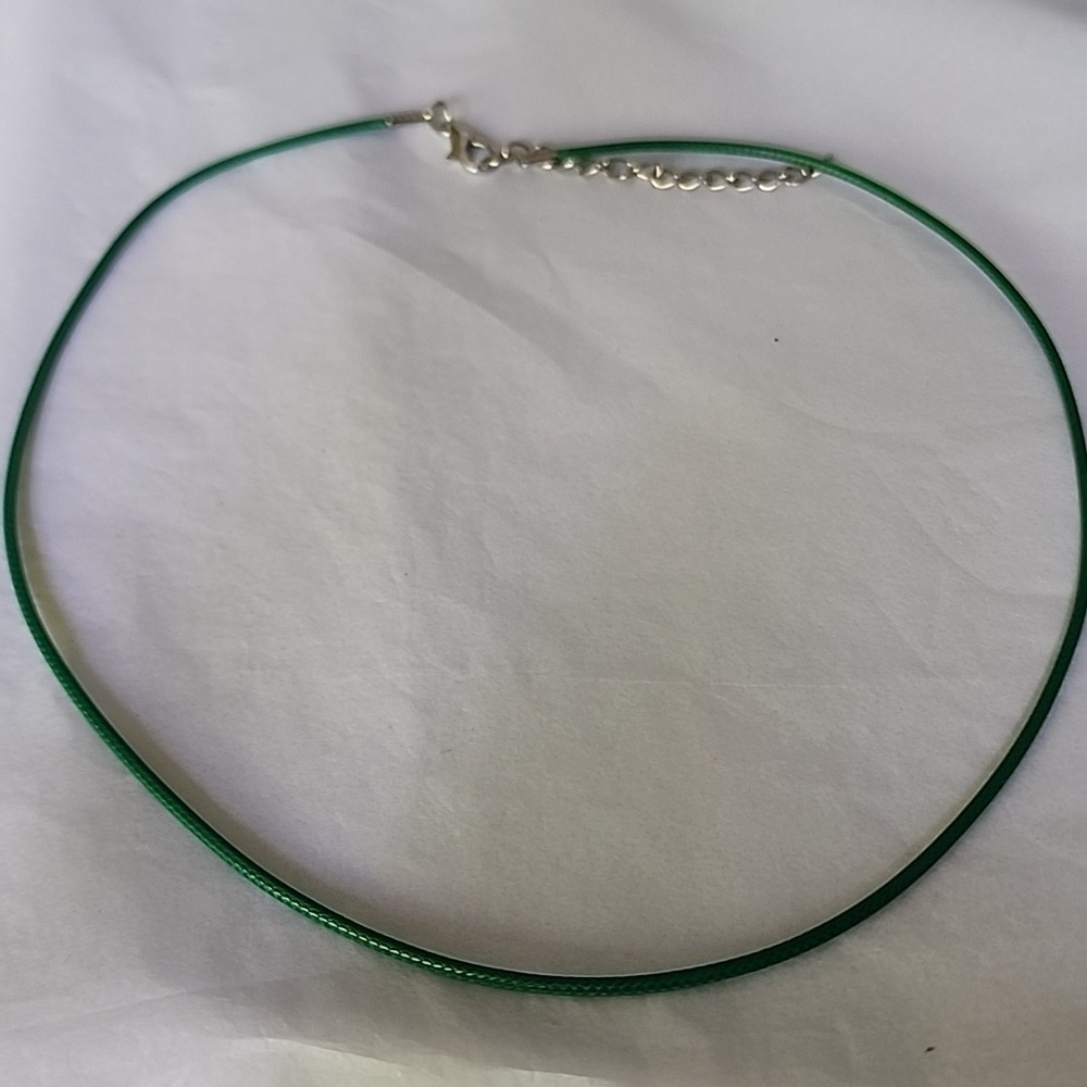 18 Inch Waxed LEATHER Lobster Close Rope Chain only  FOREST GREEN